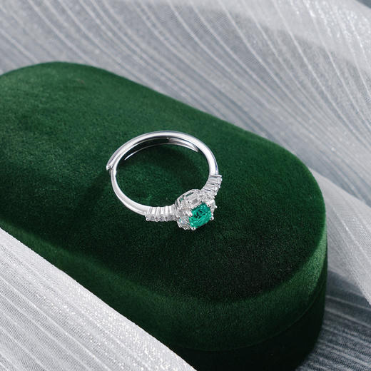 子佩集【青翠芳华】S925银戒指【RM0518-XF】培育宝石祖母绿方块2510 商品图1