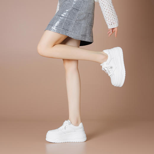 牛皮厚底小白鞋百搭显高舒适透气 商品图3