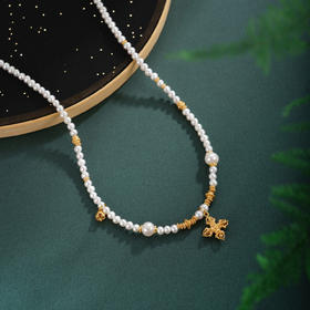 子佩集【神圣守护】银S925珍珠AOYA奥雅项链【QNX0004】3mm小珠6.8mm大珠金刚杵镀金2512