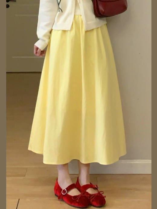 【百图lulu定制】【预售4月23日发】【黄玫瑰半裙】点亮一身穿搭  碎褶 A字裙摆 弹力腰围 半身裙 商品图6