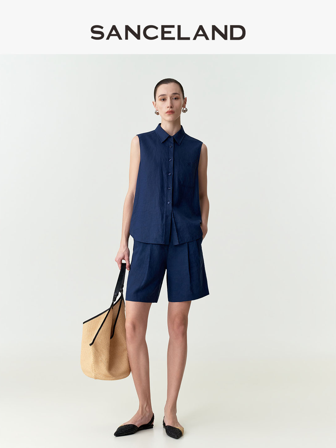三石一澜SANCELAND 苎麻无袖衬衣SK21201010