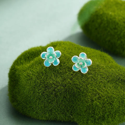 子佩集【静待花开】S990银耳钉【MXED012】花丝珐琅彩2510 商品图6