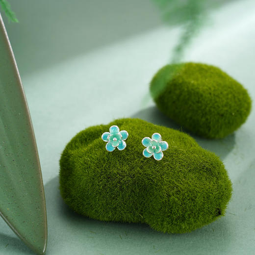 子佩集【静待花开】S990银耳钉【MXED012】花丝珐琅彩2510 商品图1