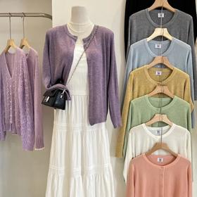 佐姿莎 轻薄调色盘针织开衫 软糯云感面料 透气不闷汗 显瘦坑条肌理 藏住拜拜肉小肚腩 小个子穿出纸片人既视感 9色闭眼入