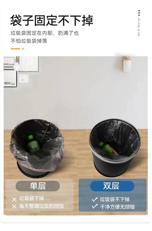 双层钢圈小垃圾桶（塑料）c-141_12个/件 商品图2