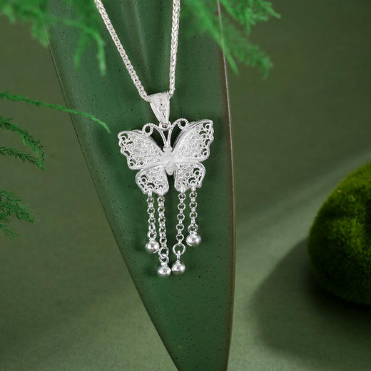 子佩集【福叠富贵】S990银套链【QFTL017】花丝珐琅彩蝴蝶项链2510 商品图6