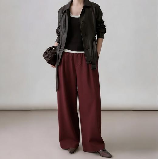 LONGNVFAIR牛仔天丝棉安可拉红阔腿裤 高腰阔腿版型 显瘦显高气质拉满 商品图5