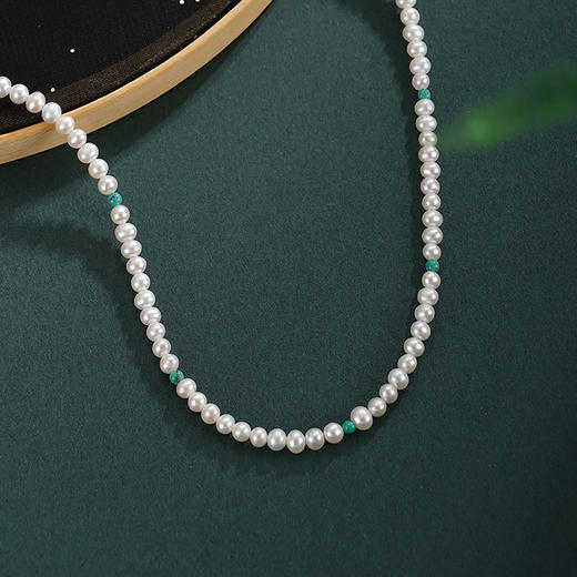 子佩集【碧影清辉】银S925珍珠AOYA奥雅项链【QNX0020】3mm珠绿松石2512 商品图1