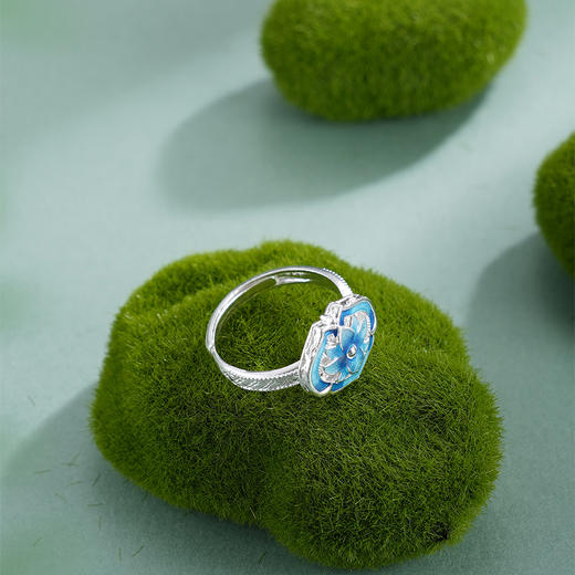 子佩集【华颜如意】银S990戒指【QFJZ008】如意花丝珐琅彩原创作品 商品图3