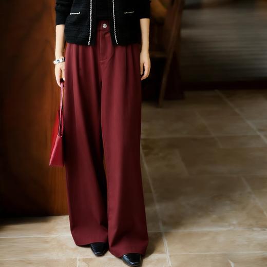 LONGNVFAIR牛仔天丝棉安可拉红阔腿裤 高腰阔腿版型 显瘦显高气质拉满 商品图2