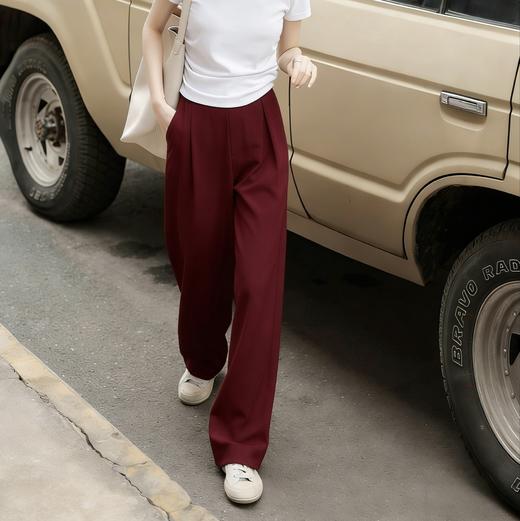 LONGNVFAIR牛仔天丝棉安可拉红阔腿裤 高腰阔腿版型 显瘦显高气质拉满 商品图4