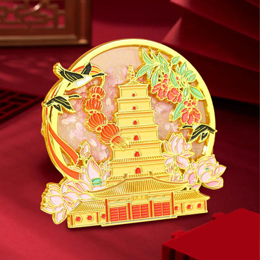 【西安景点金属冰箱贴】中国城市兵马俑大唐不夜城大雁塔钟楼冰箱贴金属磁吸贴 商品图1