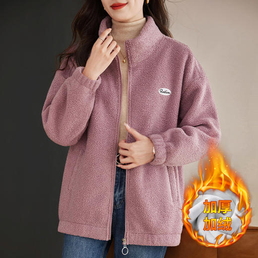 加绒加厚羊羔绒外套女冬季2025新款颗粒绒大码女士爆款摇粒绒上衣 商品图4