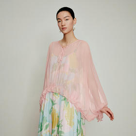 【林栖设计小店】手工钉珠|百搭多色桑蚕丝花边轻盈飘逸2026夏新款真丝衫1962168