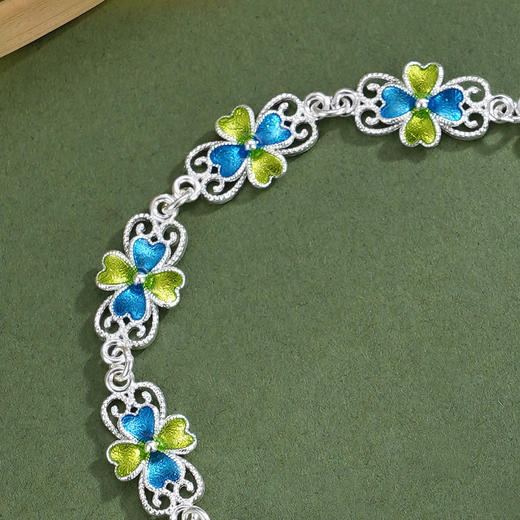 子佩集【四叶清尘】S990银手链【MXSL012】花丝珐琅彩2510 商品图5