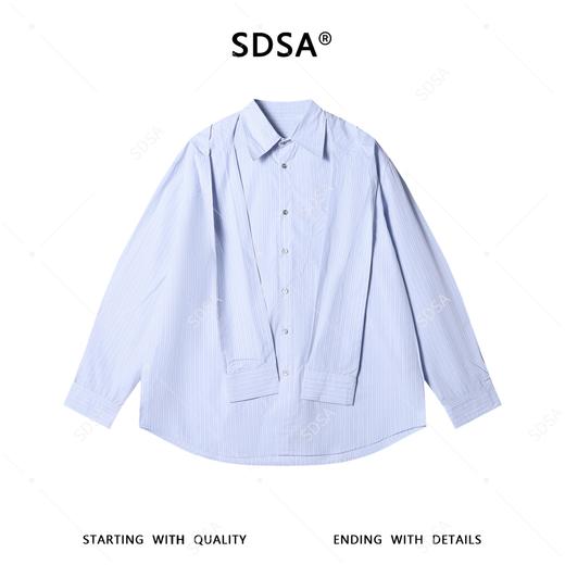 SDSA男装2026新款高贵轻奢韩版简约长袖衬衫竖纹披肩设计百搭衬衣 商品图0