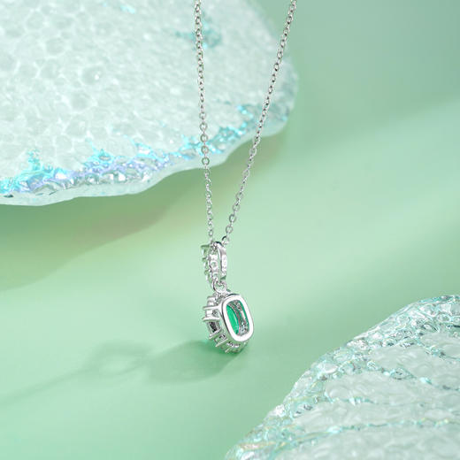 子佩集【翠雅】S925银套链【PM2290-XF】培育宝石祖母绿小椭圆2510 商品图2