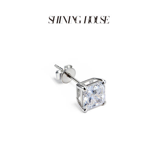 Ease·Shining系列 ShiningHouse[培育] 18k金钻石耳饰 单只 公主方形人工真钻人造钻石K金耳饰简约钻石耳饰悦己送礼臻选【此商品不支持7天无理由退货退款】 商品图1
