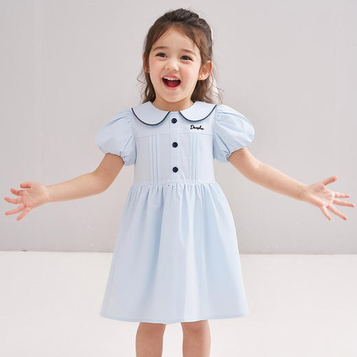 笛莎/Deesha 松饼熊2026年夏季新款童装女童时尚甜美翻领短袖棉布连衣裙 商品图3