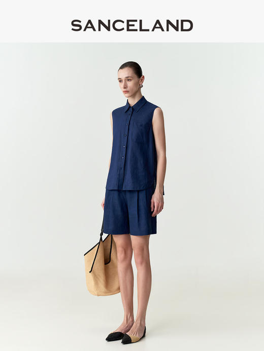 三石一澜SANCELAND 苎麻无袖衬衣SK21201010 商品图1