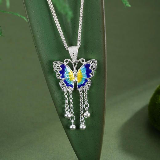 子佩集【福叠富贵】S990银套链【QFTL017】花丝珐琅彩蝴蝶项链2510 商品图4