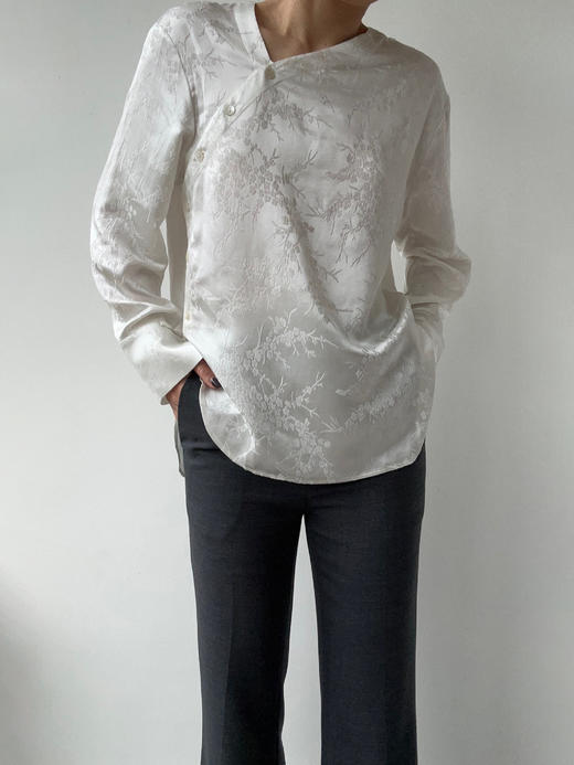 YANYI CHANG｜91960491 中式斜襟真丝提花衬衫 [ 雅白 ] 商品图10