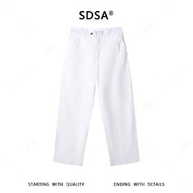 SDSA男装2026新款高贵轻奢简约纯色老钱麻棉褶皱休闲裤百搭时尚