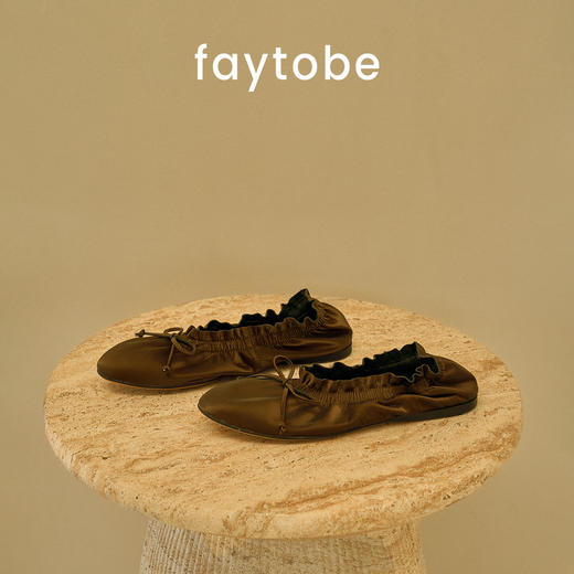 FAYTOBE 蛋卷羊皮芭蕾舞鞋圆头羊皮蝴蝶结浅口平底单鞋女 商品图7