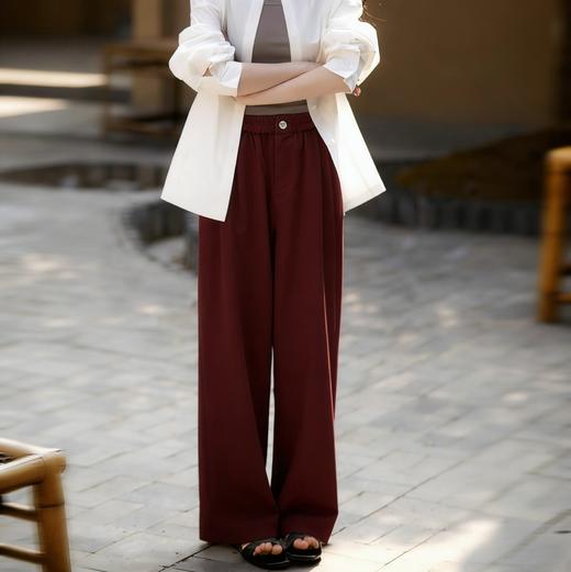 LONGNVFAIR牛仔天丝棉安可拉红阔腿裤 高腰阔腿版型 显瘦显高气质拉满 商品图9