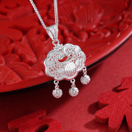 子佩集S990银【福秀锁】套链项链【QFDZ028花丝锁2509 商品图1