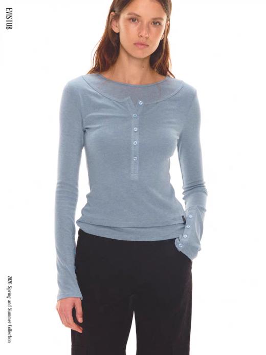 Evistub girls/E-6CCX1926/基础假两件亨利领打底衫 商品图0