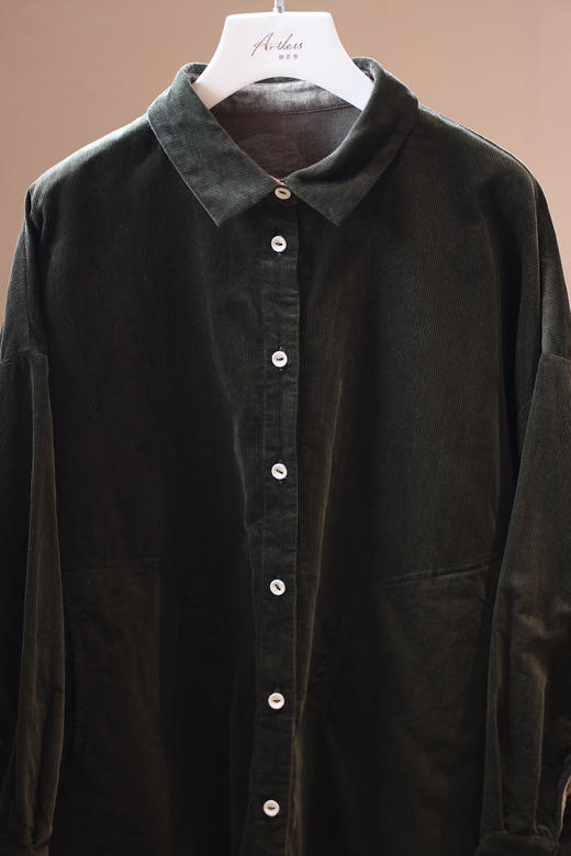 黄阿福 匹马棉灯芯绒宽松衬衫 商品图1