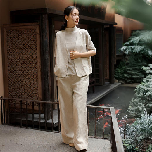 东方美学【吾乃兮 新中式苎麻服饰合集】苎麻70%+棉30%的黄金混纺比例 打造慵懒文艺、简约度假风格穿搭 商品图2