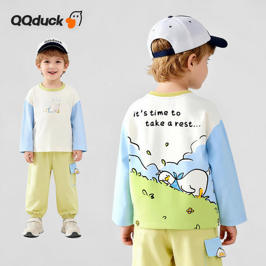 【10A抑菌】【90-130】【可可鸭】男女童春秋长袖T恤 商品图0