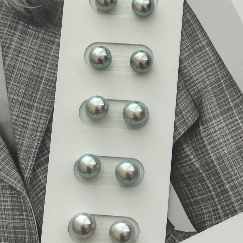 te极光 爆亮珠光控可以闭眼入这一对 超级唯美 面无暇 正圆 测底部可能轻微瑕疵 8-9mm 日本进口akoya海水珍珠真多麻色