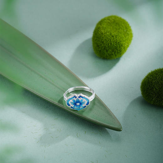 子佩集【华颜如意】银S990戒指【QFJZ008】如意花丝珐琅彩原创作品 商品图6