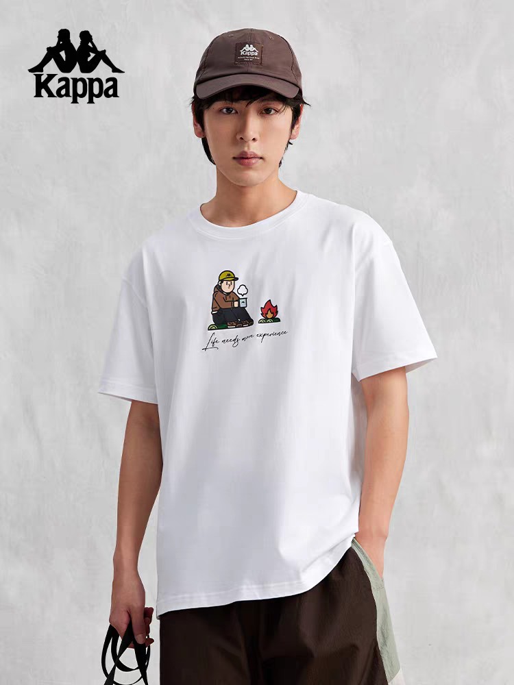 XXMKappa卡帕背靠背短袖男夏季纯棉圆领t恤休闲半袖运动上衣