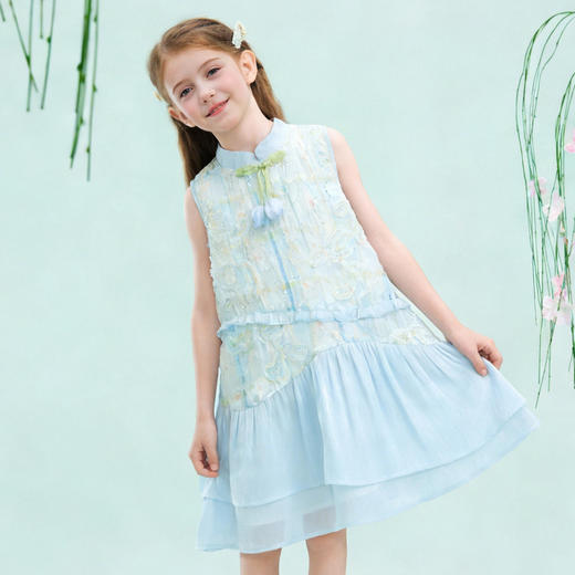 笛莎/Deesha 观山见2026年夏季新款童装女童国风连衣裙 商品图2