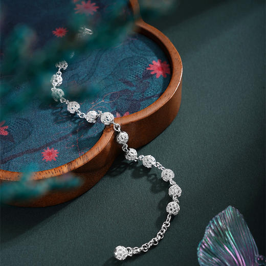 子佩集S990银【白水鉴心】手链【QFSL008】花丝2510 商品图5