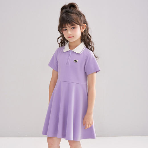 笛莎/Deesha 松饼熊2026年夏季新款童装女童时尚学院风Polo领针织短袖连衣裙 商品图1