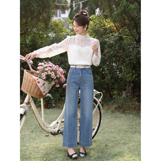 鹿向南「唯蓝织夏」百搭蓝色牛仔裤女2026夏季最新款显瘦遮肉长裤 商品图1