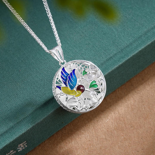 【释槐鸟】-子佩集纯银奔鸟套链项链【QFDZ004】花丝珐琅彩2509 商品图0