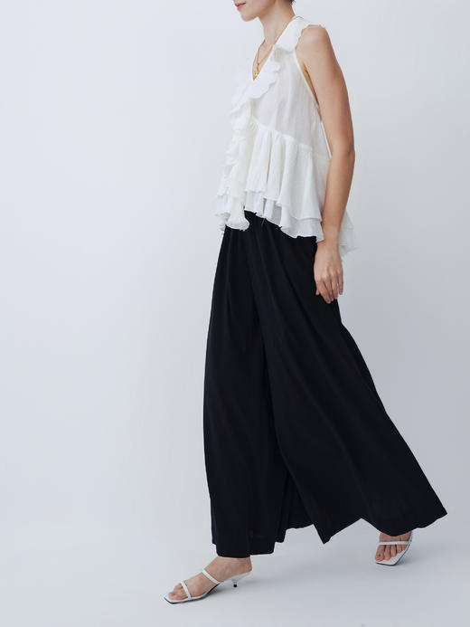 SIJIA｜SS2624 黑色高腰收褶阔腿裤 商品图2