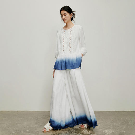 【林栖设计小店】镂花轻舞|百搭多色渐变镂空花边显瘦2026夏新款纯棉衬衣1962114 商品图5