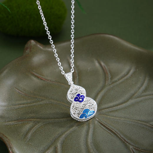 子佩集【云起福深】S990银套链【QFTL016】花丝珐琅彩葫芦项链2510 商品图3