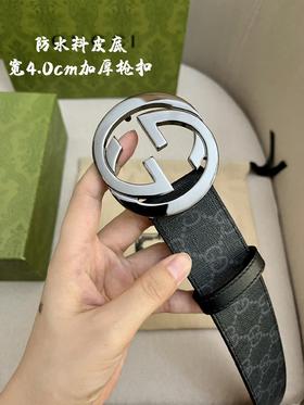 古驰 腰带 牛皮 黑色皮面 4.0cm（GD）