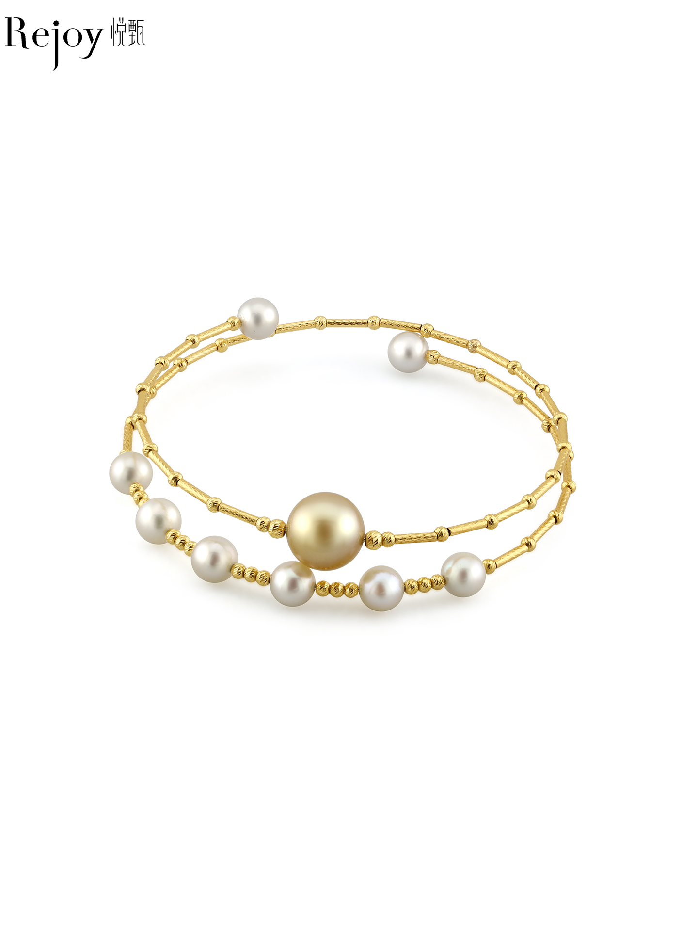 【挚友限定】竹节-18k金akoya/金珠海水珍珠手镯 5-10mm