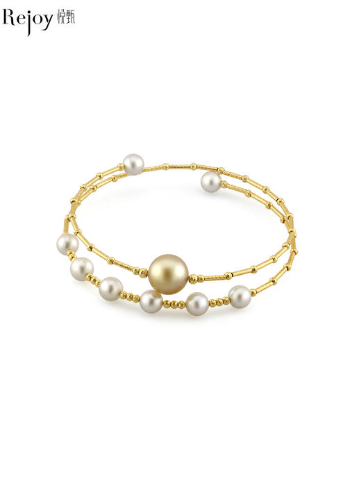 【挚友限定】竹节-18k金akoya/金珠海水珍珠手镯 5-10mm 商品图0