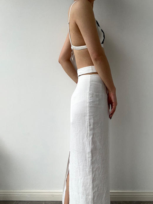 SIJIA｜SS2610 白色棉麻镂空半裙 商品图1