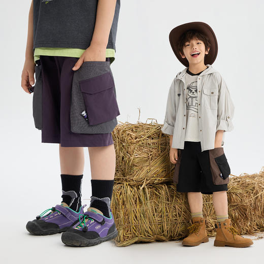 MANHOJIA【装装口袋裤】儿童短裤轻量透气复古撞色拼接口袋短裤 商品图1